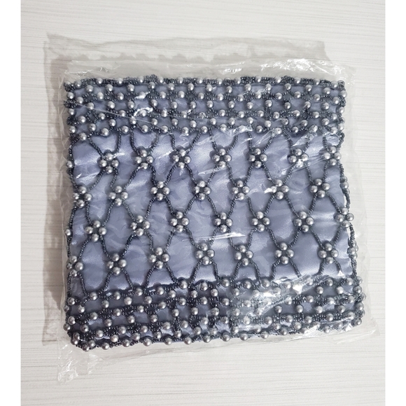 New Women's Evening Crossbody Gray Beaded Bag - Picture 6 of 6